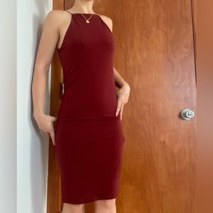 Forever21 stretchy maroon Bodycon midi small nwot